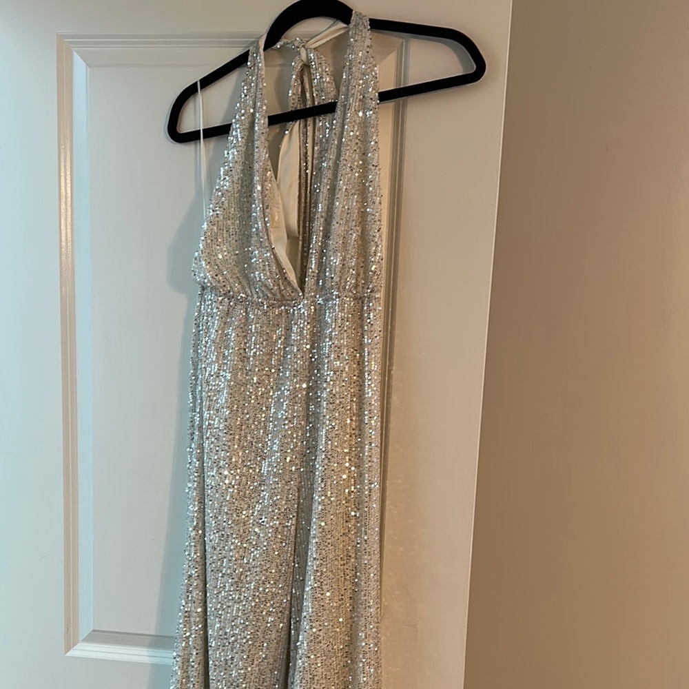 Elegant Silver Sequin Jumpsuit